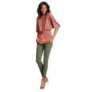 Cabi Style #5315 The Quest Skinny Stretch fine Cords Pants Army Green